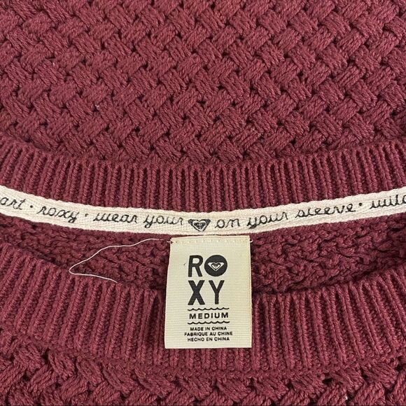 Roxy maroon knit pullover sweater cotton blend size medium - Picture 8 of 8